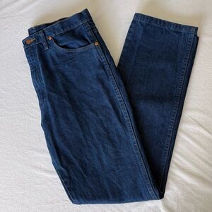 Wrangler Men Blue Straight Jeans 34 X 34 Dark Wash